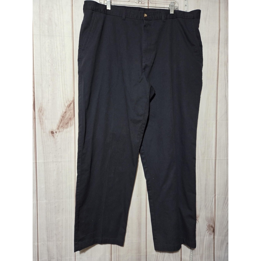 Puritan Mens Navy Blue Flat Front Chino Pants 42x32 Cotton Blend Twill Trousers